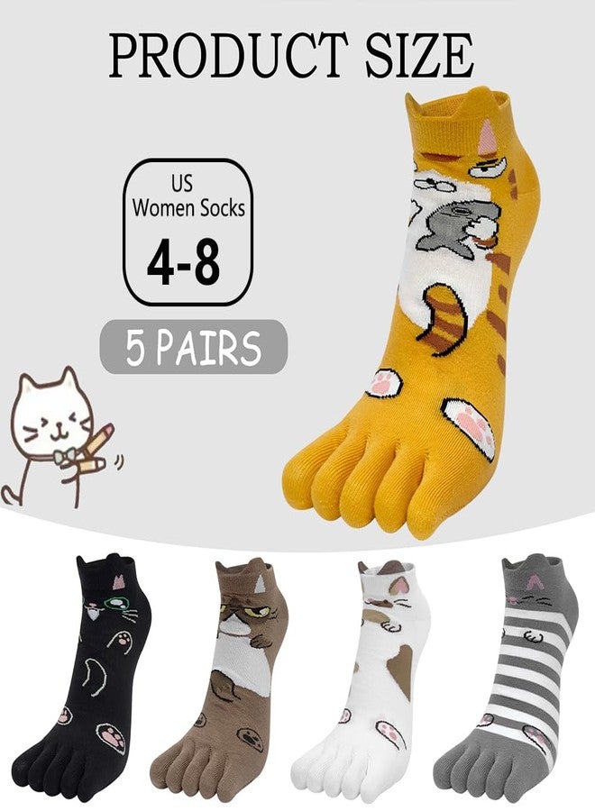 ABTRAV Womens Funny Toe Socks Five Finger Low Cut Socks Cartoon Toe Seperated Cotton Running Ankle Socks - Image 5
